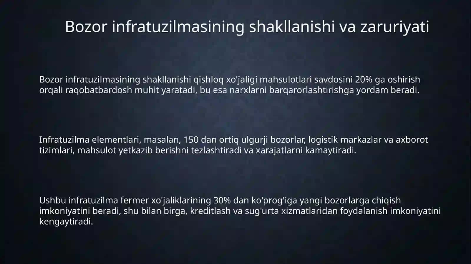 Bozor infratuzilmasining shakllanishi qishloq xo'jaligi islohotlarining mohiyati 3