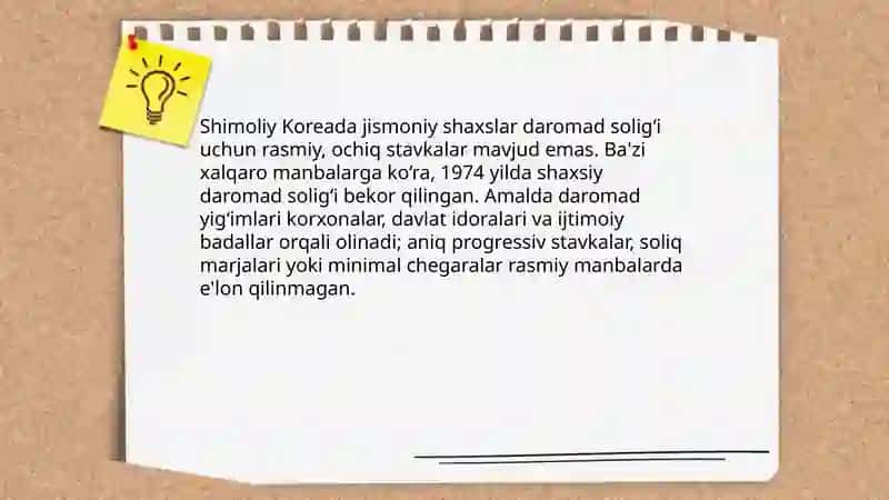 Shimoliy Kareadan olinadigan soliqlar stafkasi 3