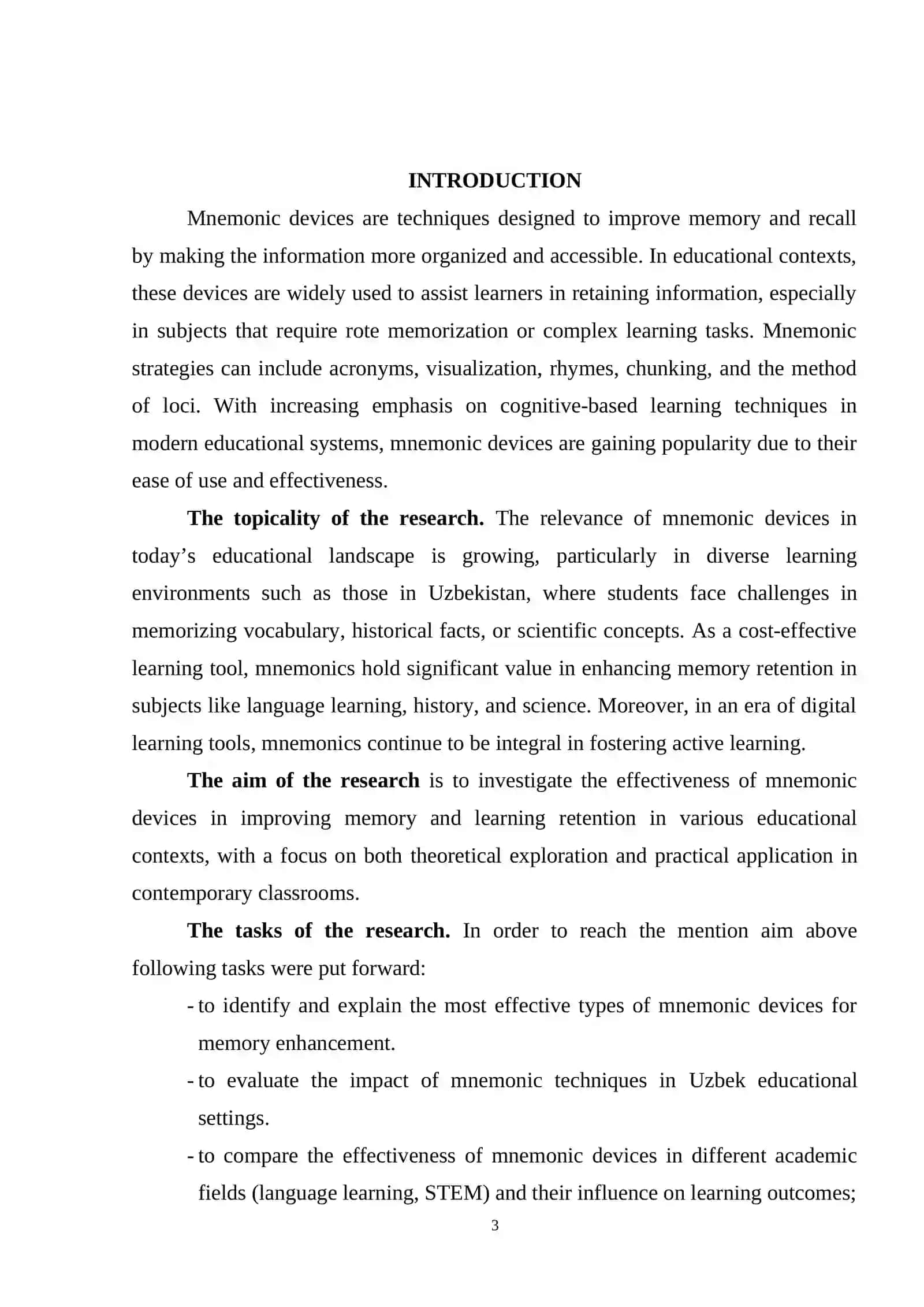 "TECHNIQUES AND BENEFITS OF USING MNEMONIC DEVICES TO IMPROVE MEMORY AND LEARNING RETENTION" 3
