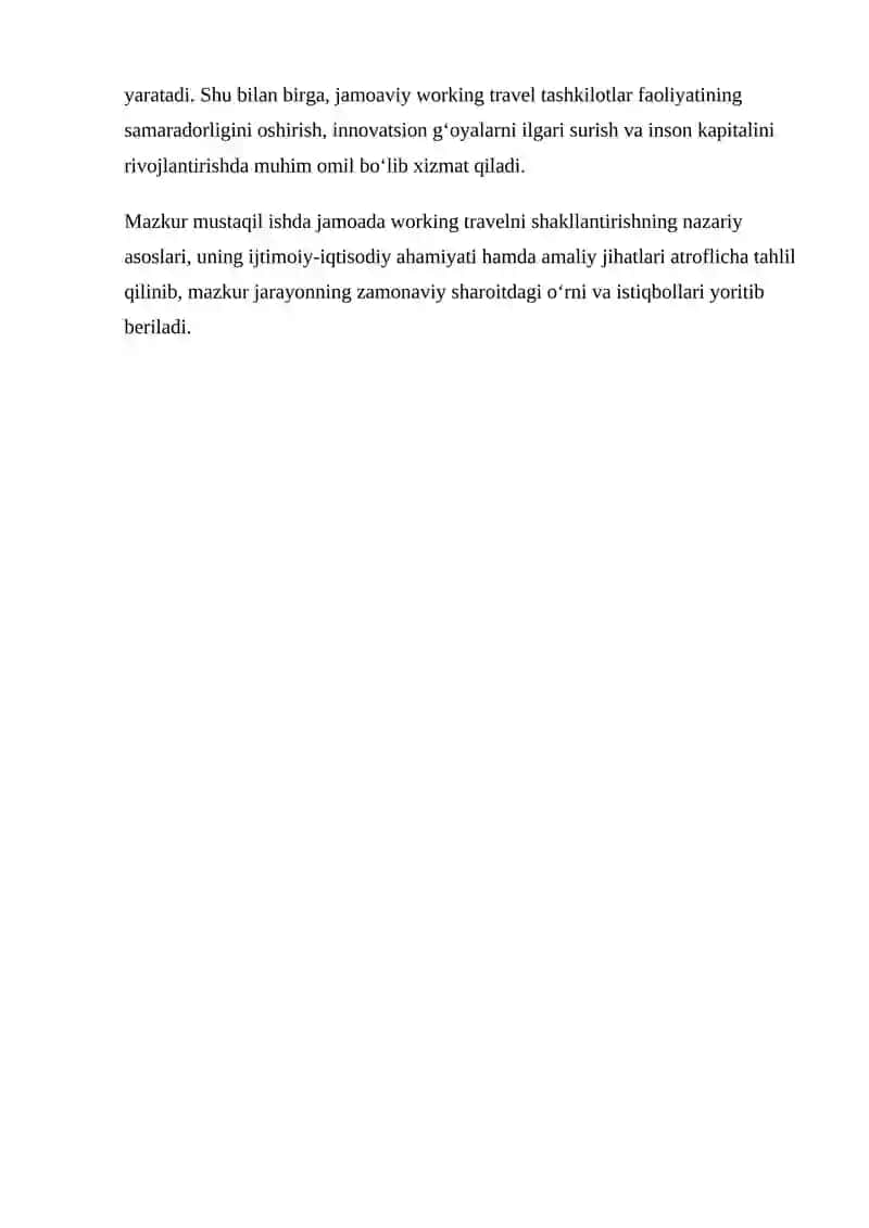 Jamoada Working Travelni Shakllantirish 3
