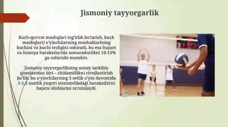 Volleibol uyiniga tayyorgarlik turlari va ahamyati 3