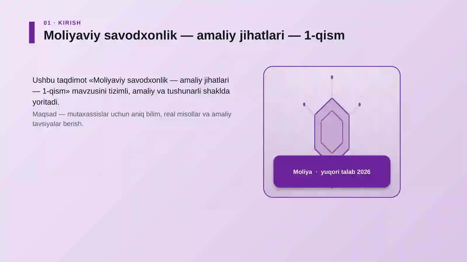 Moliyaviy savodxonlik — amaliy jihatlari — 1-qism 3