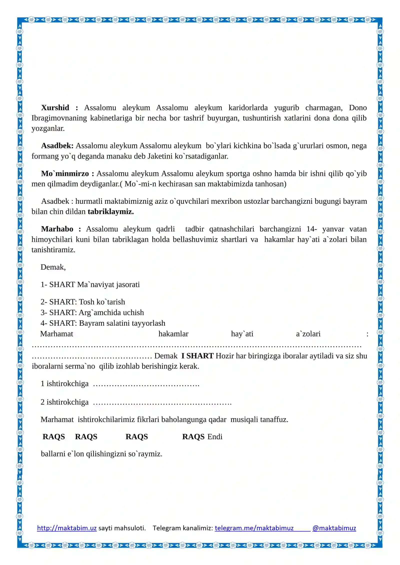 O`zbegim o`g`lonlari 3