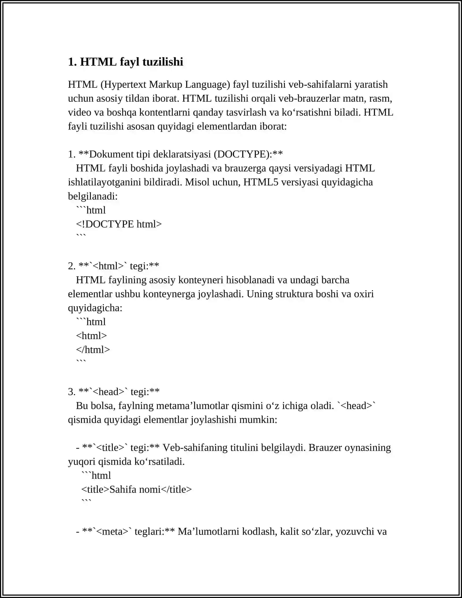 HTML FAYLLARINI YARATISH 3