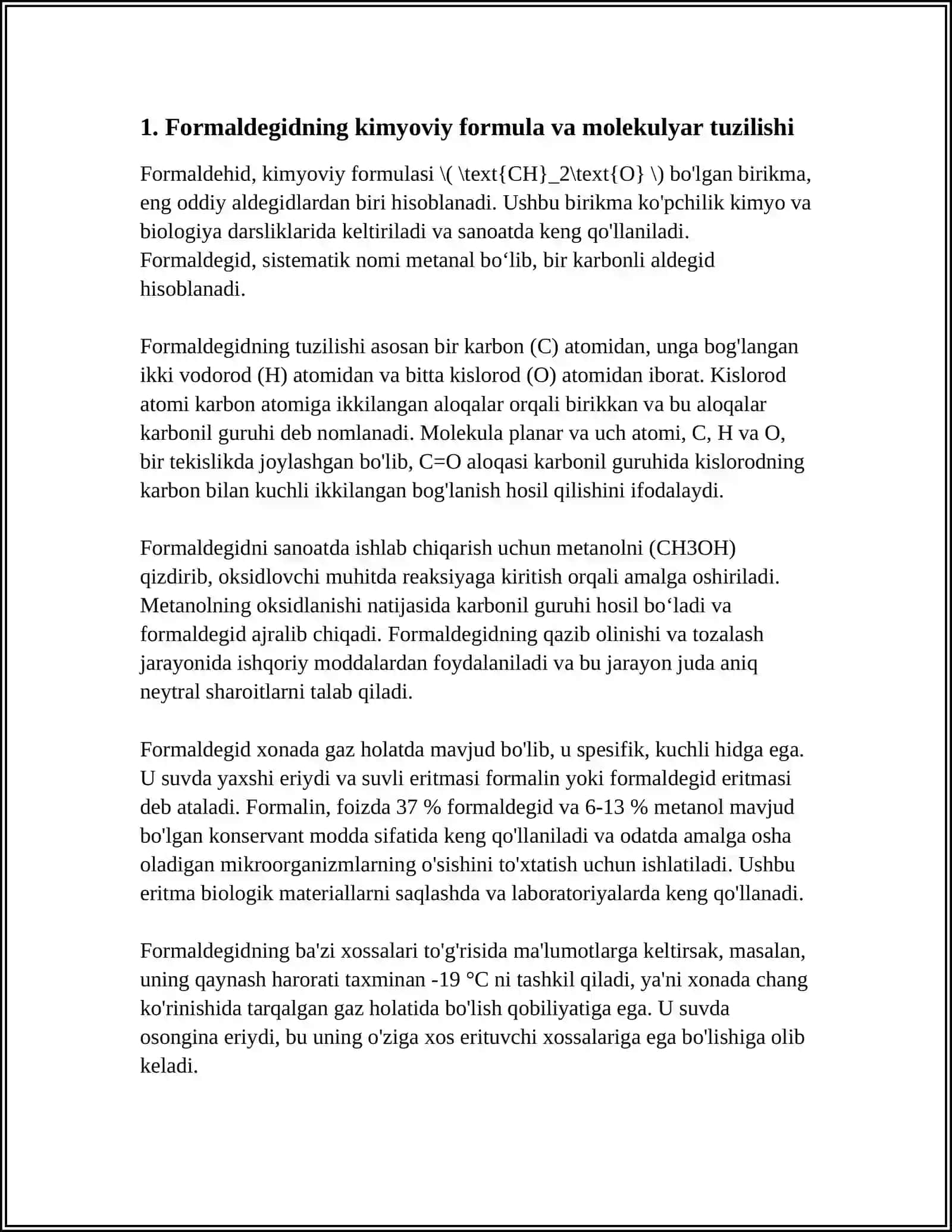 FORMALDEGID UMMUMLARI 3