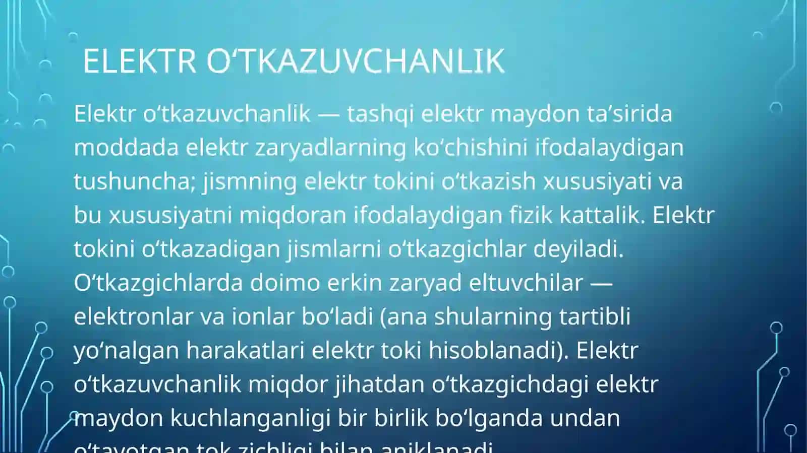 Elektr oʻtkazuvchanlik 3