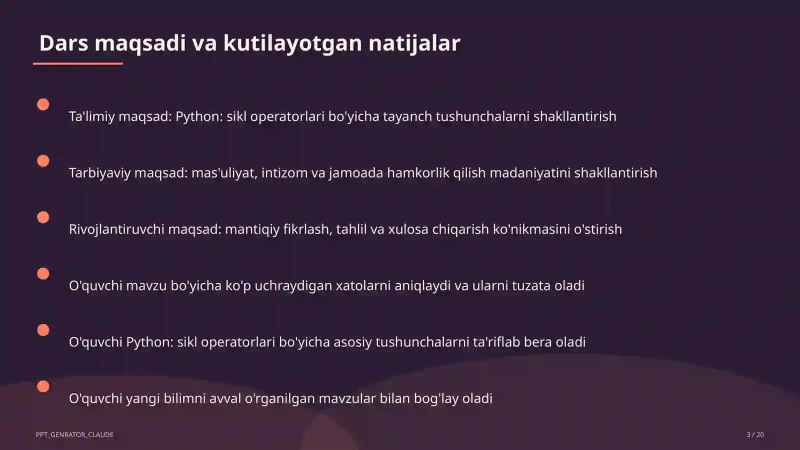 Python: sikl operatorlari (8-sinf) 3