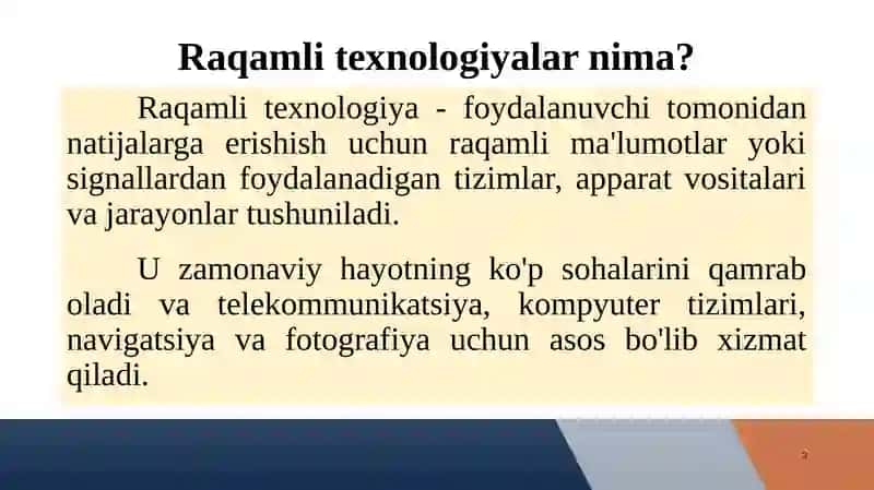 RAQAMLI TEXNOLOGIYALAR 3