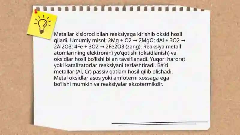 Metallarning kimyoviy xossalari 3