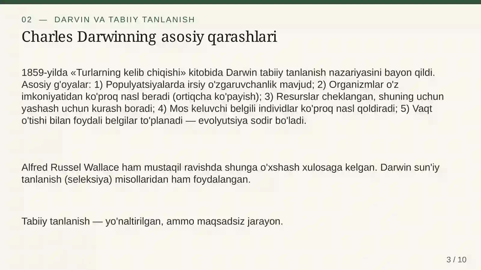 Evolyutsiya va tabiiy tanlanish 3