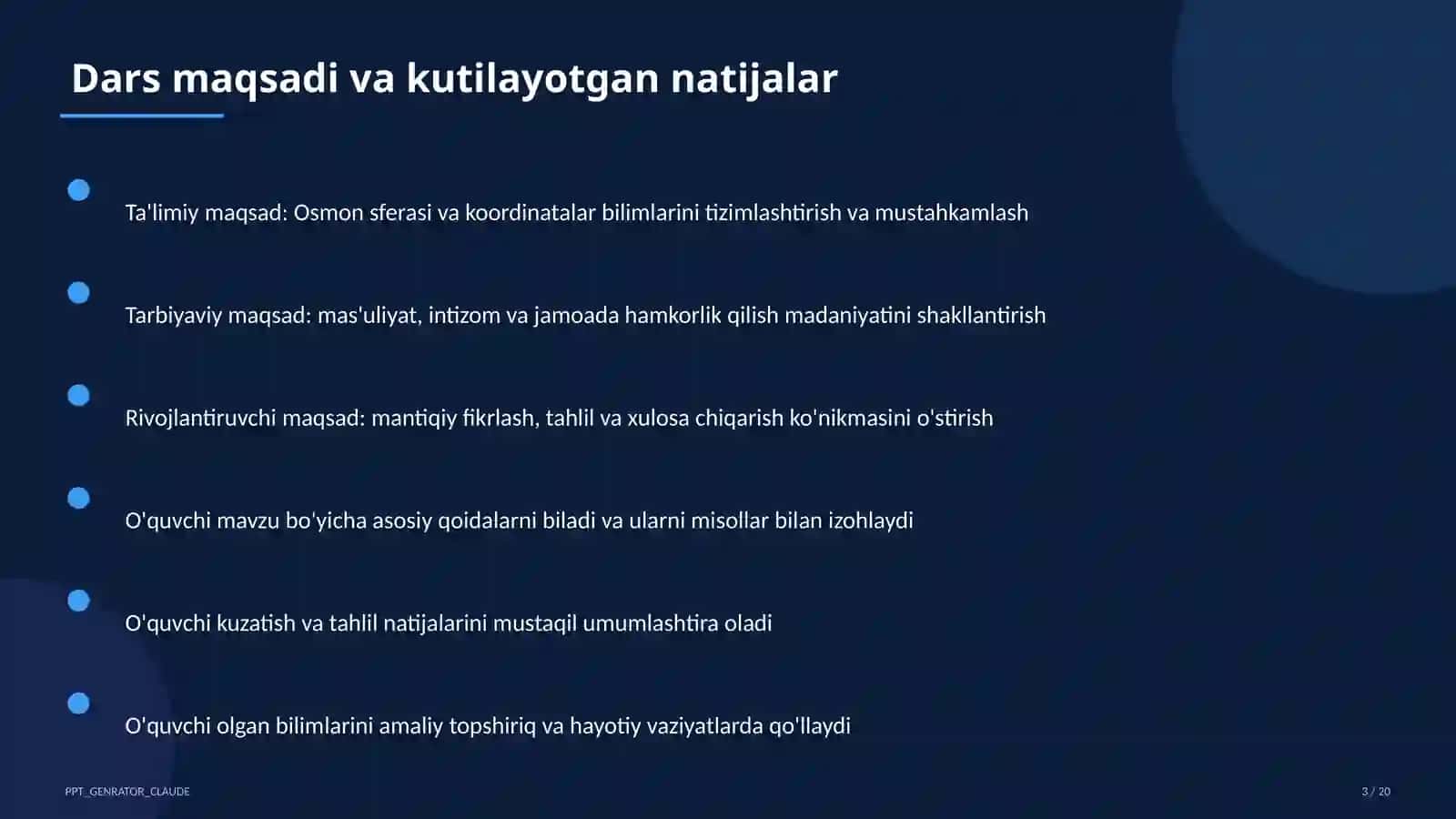 Osmon sferasi va koordinatalar (10-sinf) 3