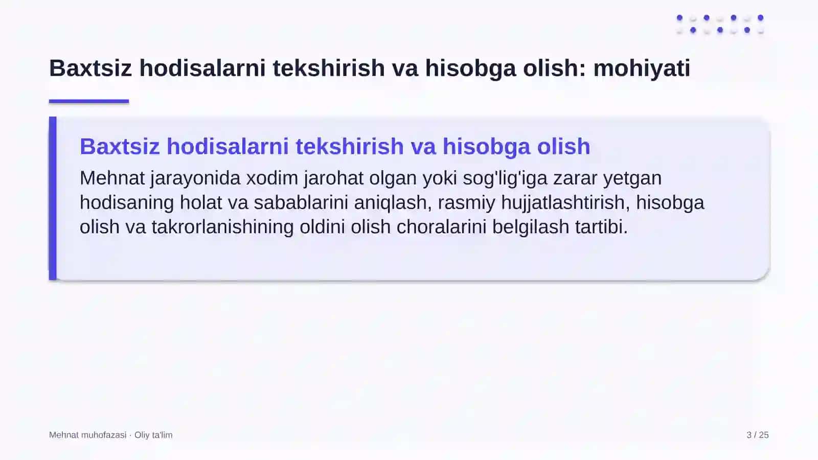 Buyurtmaxonalarda baxtsiz hodisalarni tekshirish va hisobga olish 3