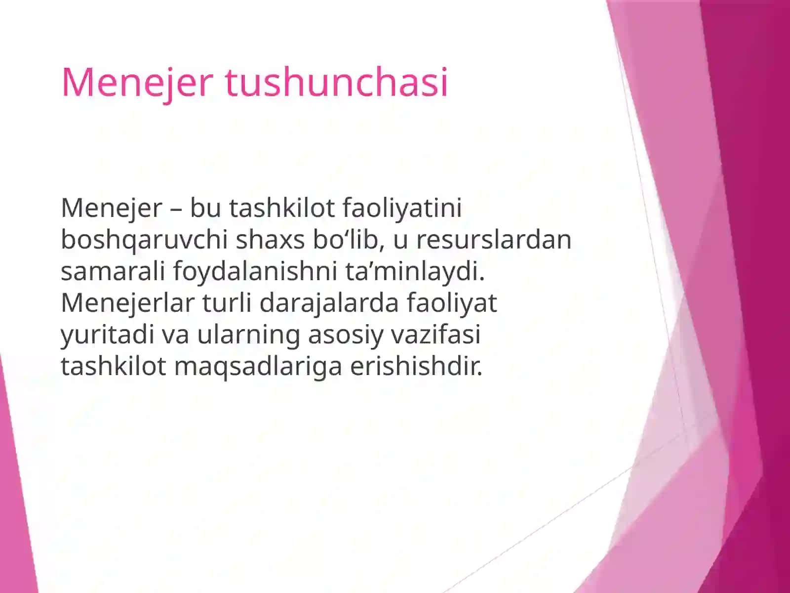 Menejer faoliyatini tashkil qilish 3