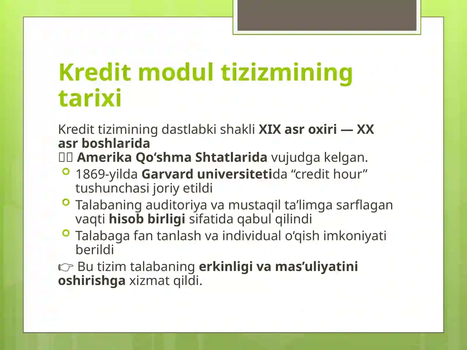 Kredit ta’lim tizimida o‘quv jarayonini tashkil etish 3