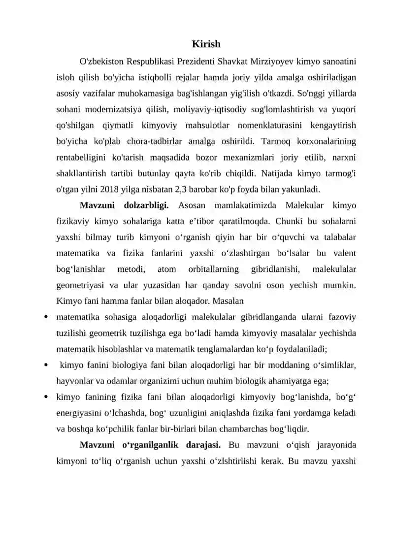 Valent bogʻlanishlar metodi va atom orbitallarning gibridlanishi 3