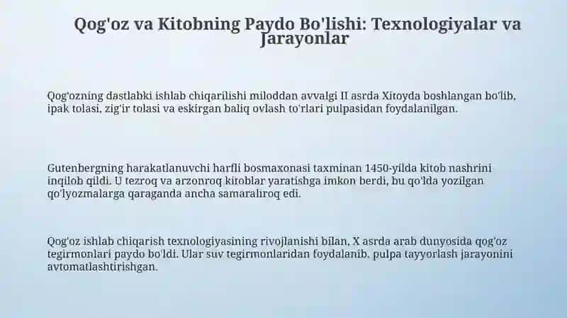 Qog'oz ishlab chiqarish va kitob nashri 3
