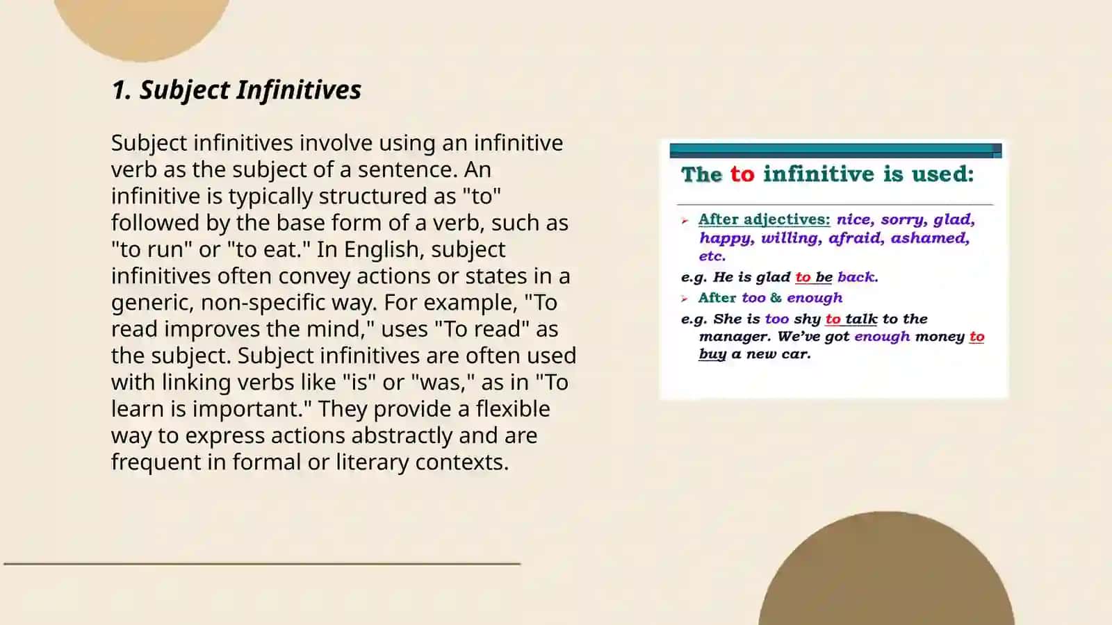 Subject Infinitives 3