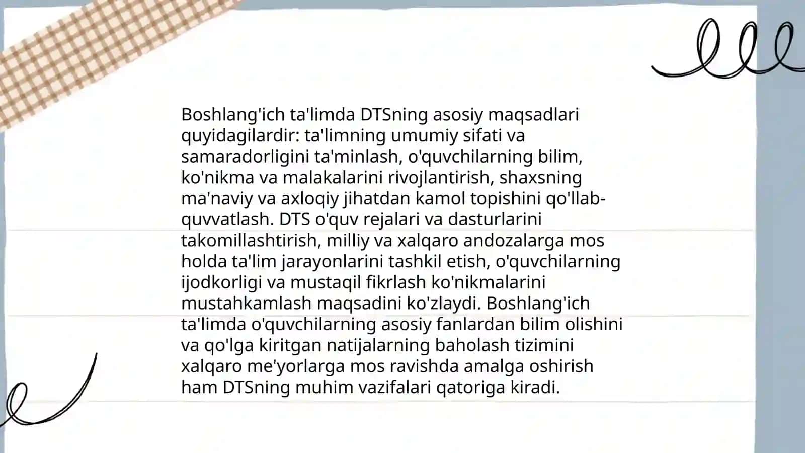 Boshlang'ich ta'limda DTS talablari 3
