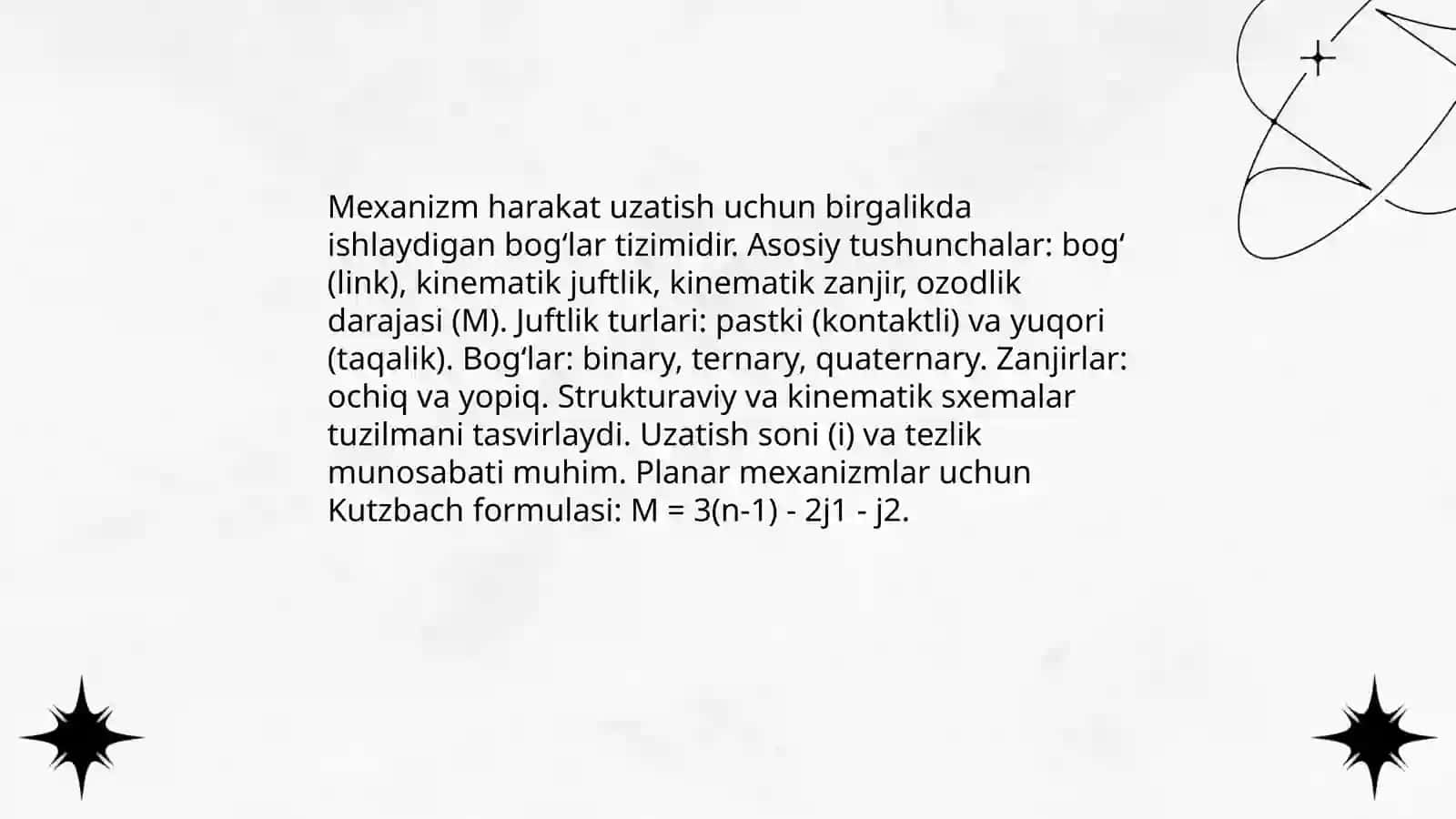 Mexanizmlarning tuzilmasi tasnifi 3