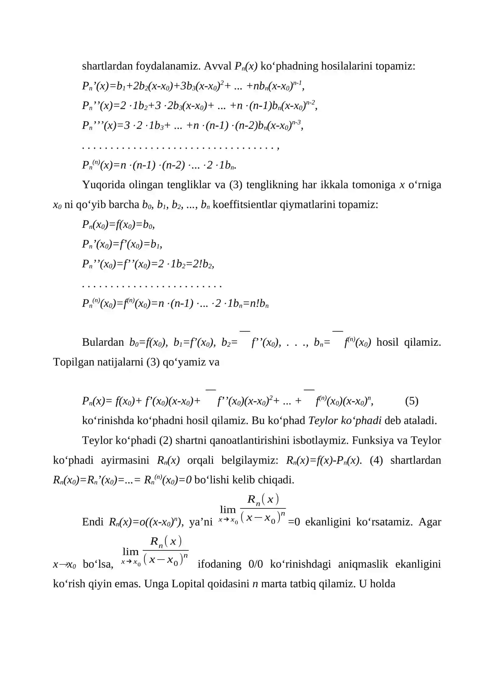 Teylor formulasi 3