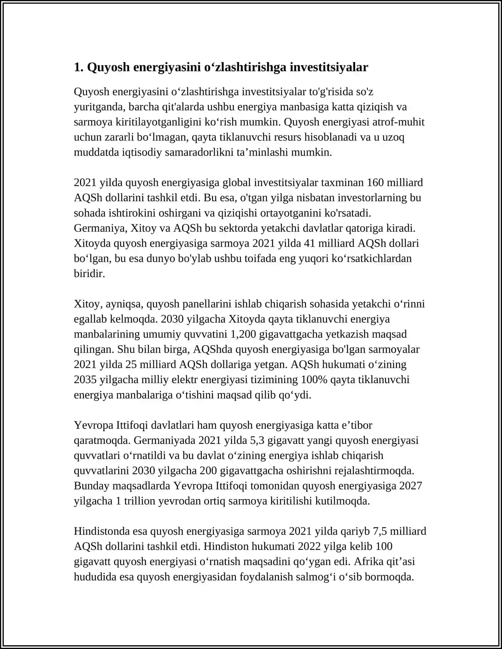 TIKLANADIGAN ENERGIYA MANBALARINI O‘ZLASHTIRISHNI INVESTITSIYALASH XUSUSIYATLARI 3