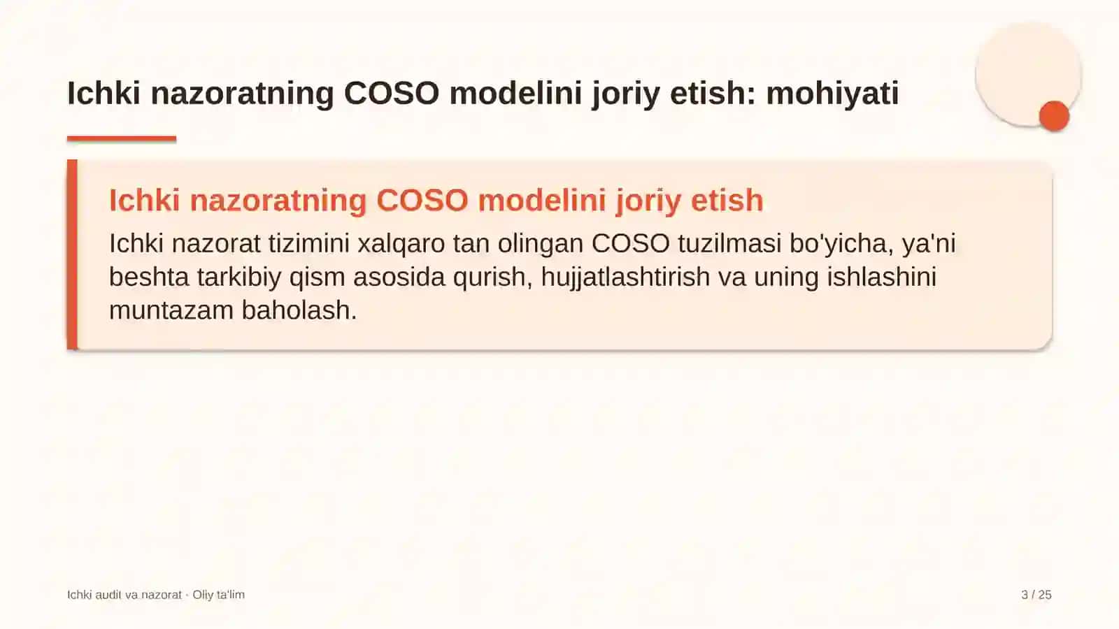 Yoshlar turizmida ichki nazoratning COSO modelini joriy etish 3