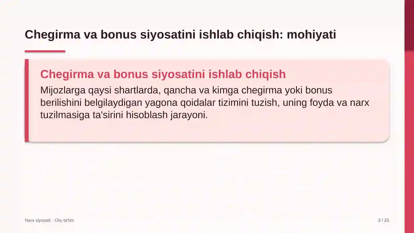 echkichilikda chegirma va bonus siyosatini ishlab chiqish 2806 3