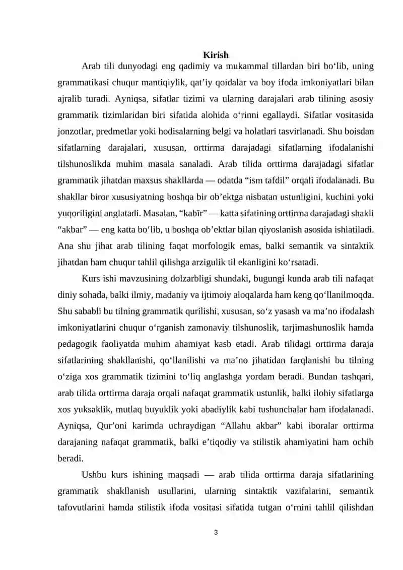 Arab tilida orttirma daraja sifatlar 3