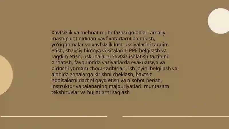 Amaliy mashgʻulotlarga tayyorgarlik koʻrish 3