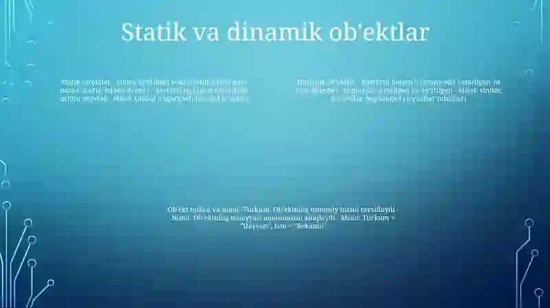 Ob'ektlar va Elementlar 3