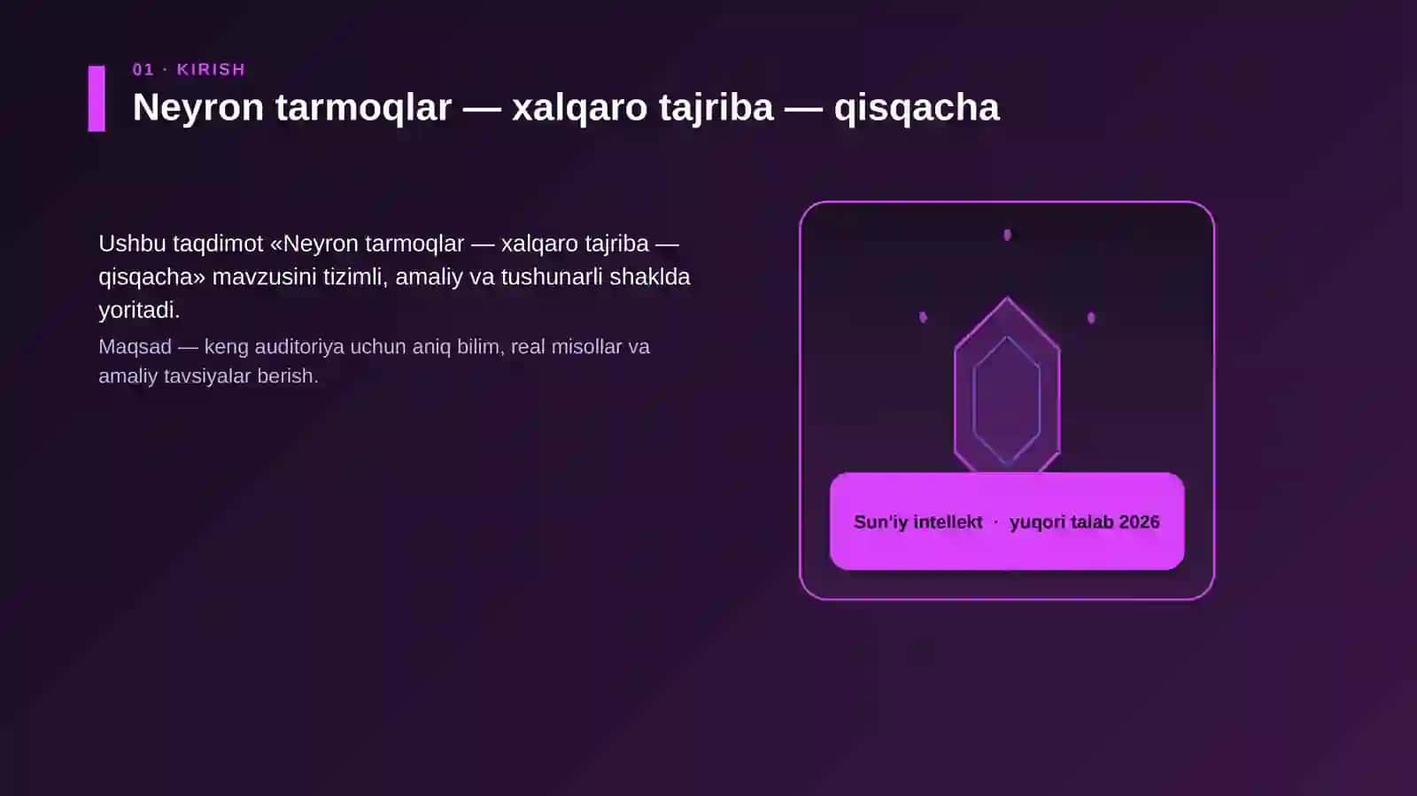 Neyron tarmoqlar — xalqaro tajriba — qisqacha 3