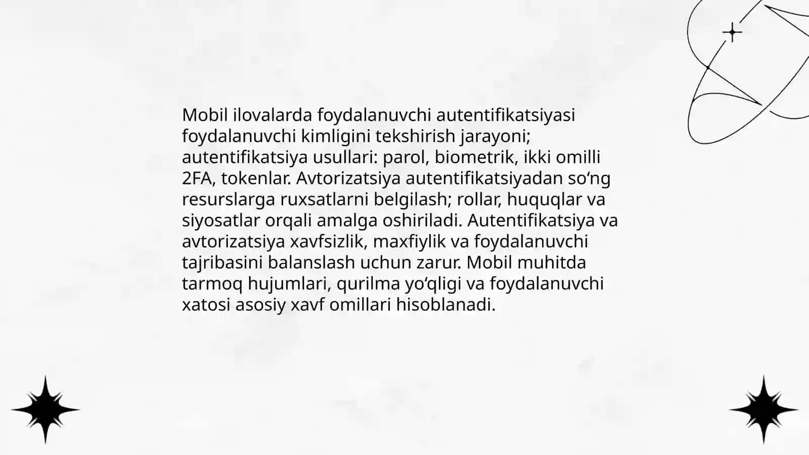 Mobil ilovalarda foydalanuvchi autentifikatsiyasi va avtorizatsiya jarayonlari 3
