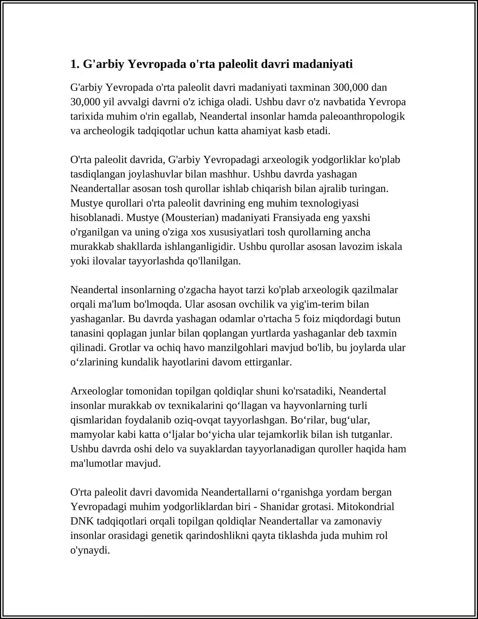 G'ARBIY YEVROPADA O'RTA PALEOLIT DAVRI 3
