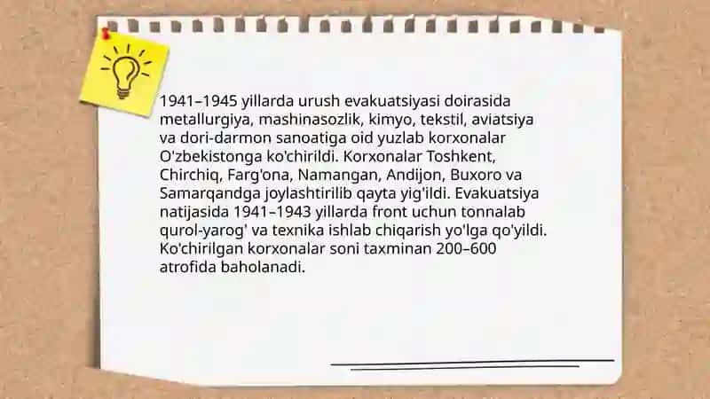 Urush yillarida O'zbekistonning sanoati 3