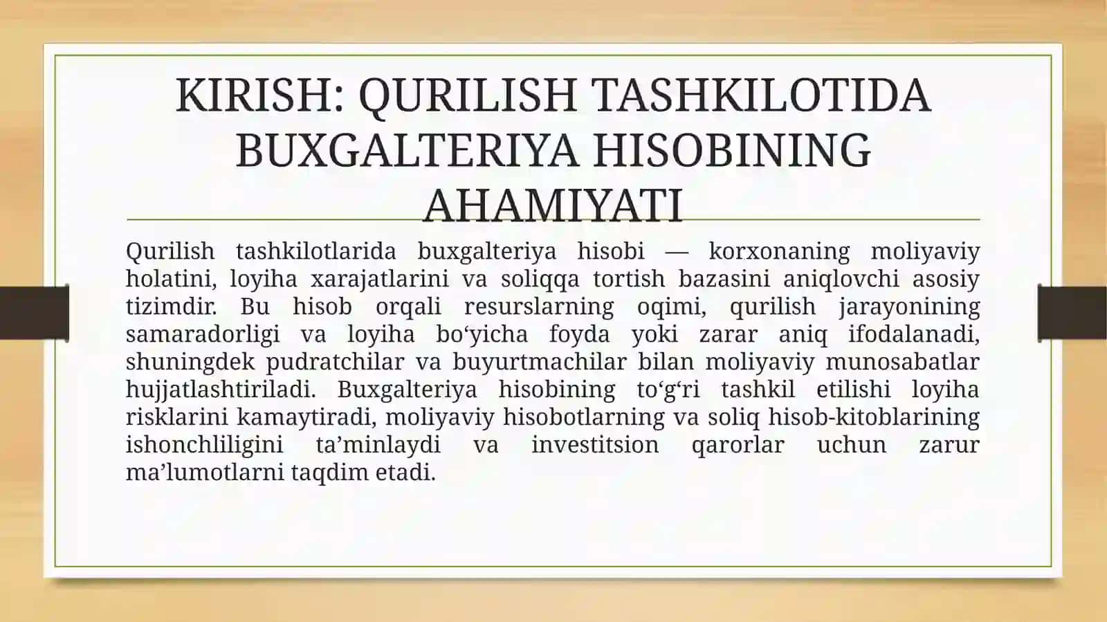 Qurilish tashkilotlarida buxgalteriya hisobini tashkil etish 3