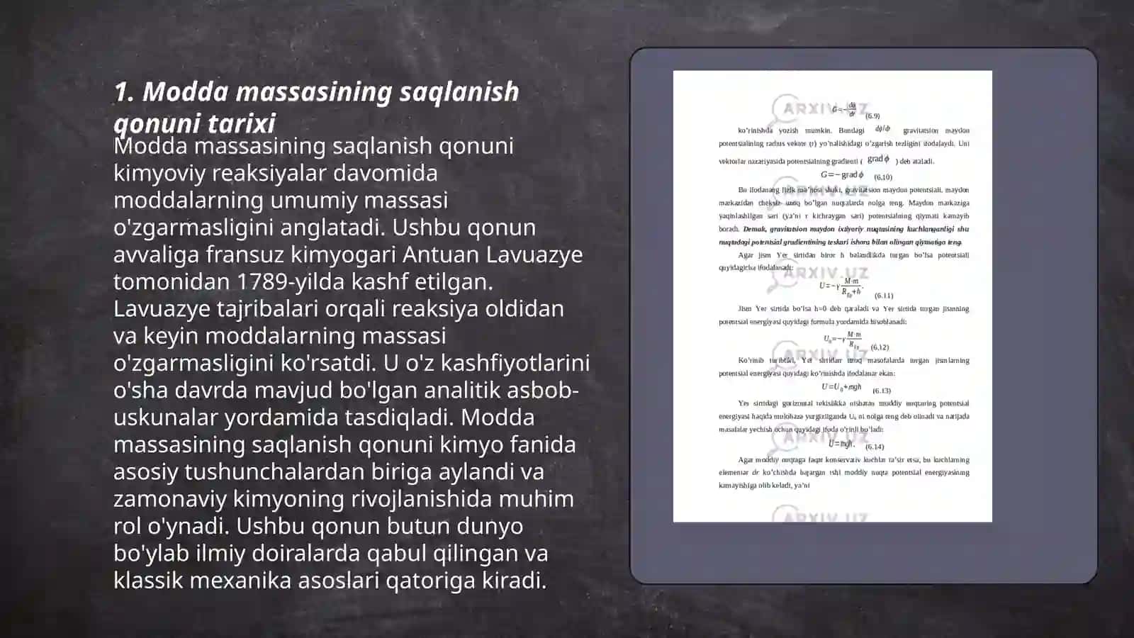 Modda massasining saqlanish qonuni 3