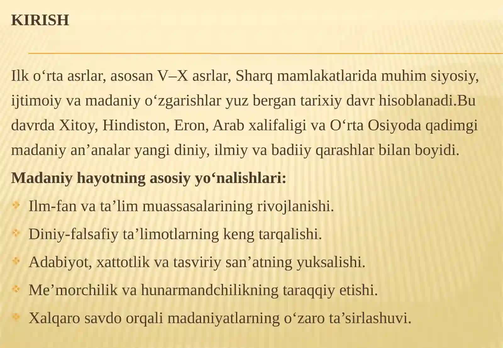 ILK O‘RTA ASRLARDA SHARQ MAMLAKATLARIDA MADANIY HAYOT 3