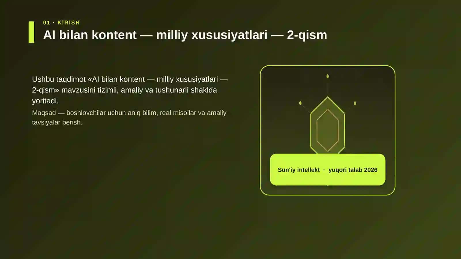 Sun'iy intellekt · Premium taqdimot · 2026 3
