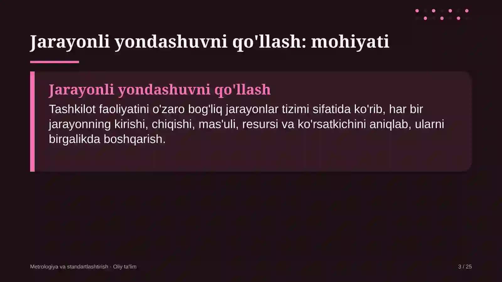 METROLOGIYA VA STANDARTLASHTIRISH · OLIY TA'LIM 3