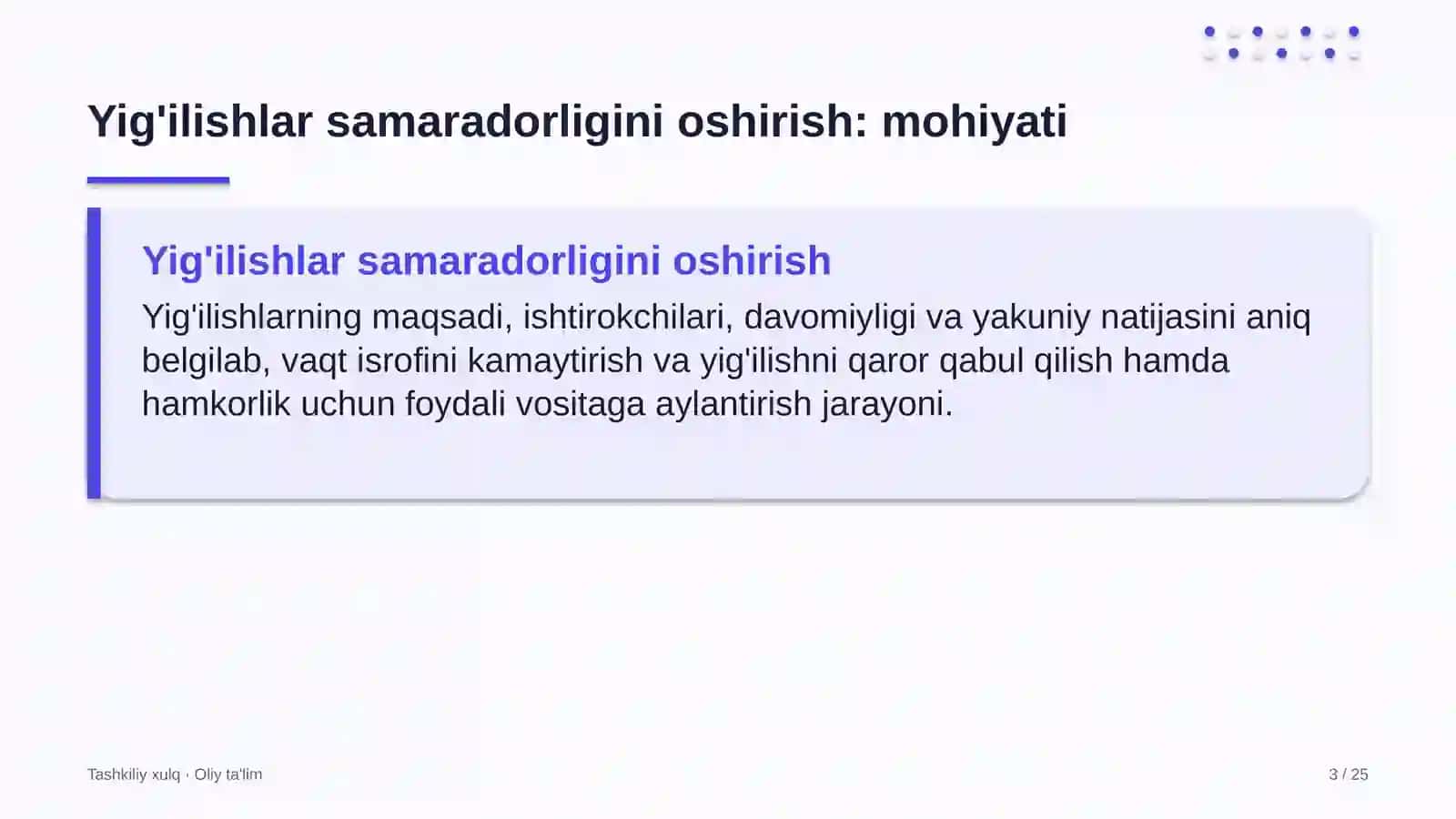 Yig'ilishlar samaradorligini oshirish: mohiyati 3