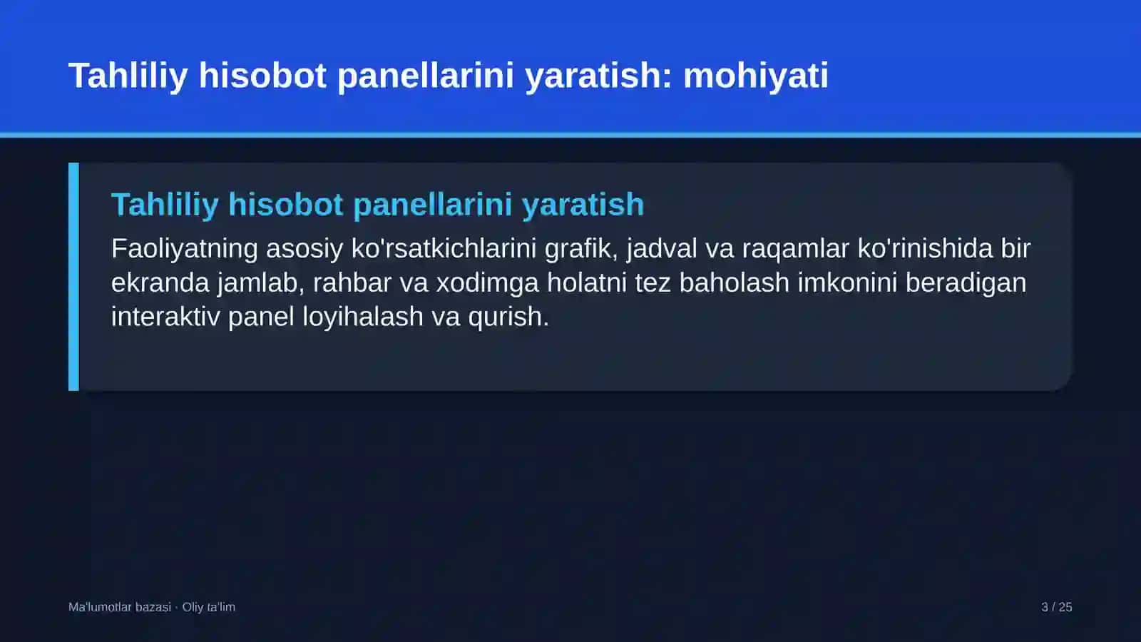 G'allachilikda tahliliy hisobot panellarini (dashboard) yaratish 3