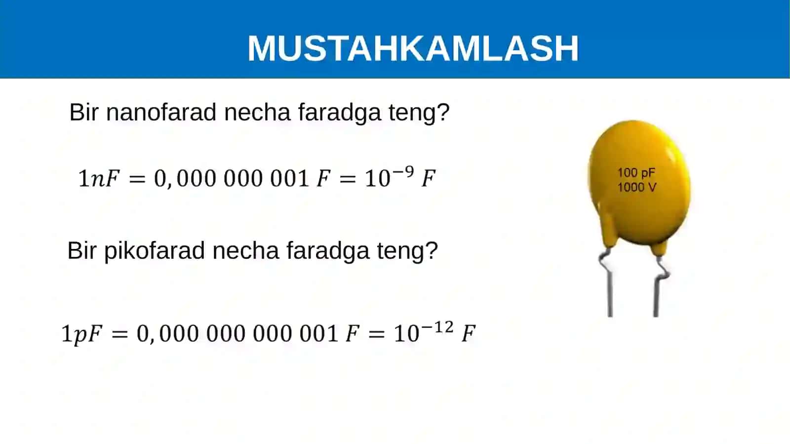 Kondensatorlarni ketma-ket va parallel ulash 3