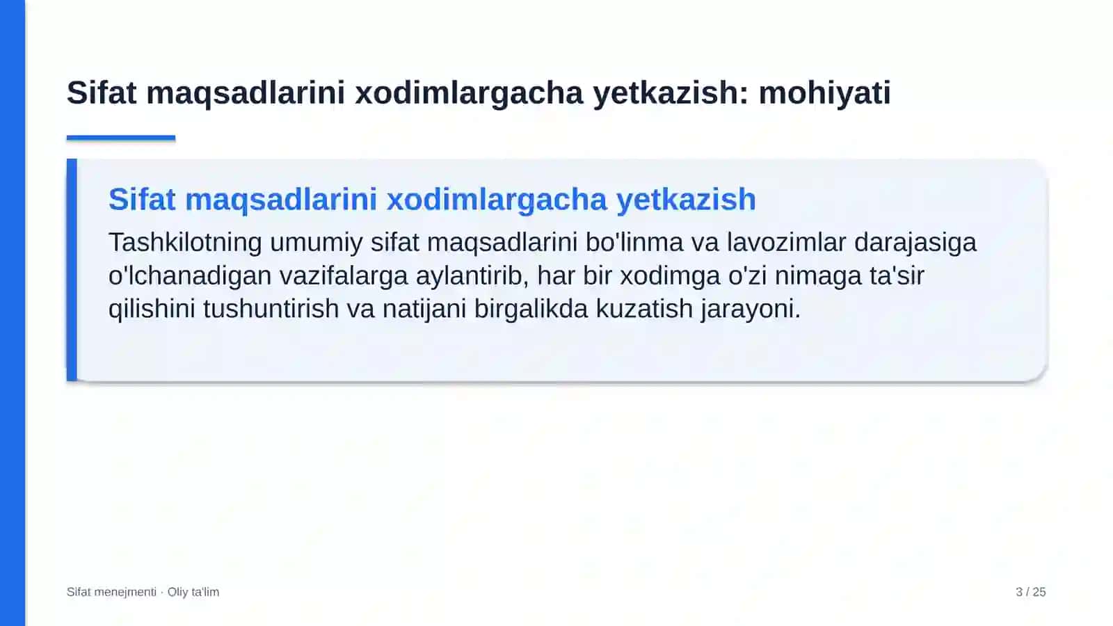 Buyum bozorlarida sifat maqsadlarini xodimlargacha yetkazish 3