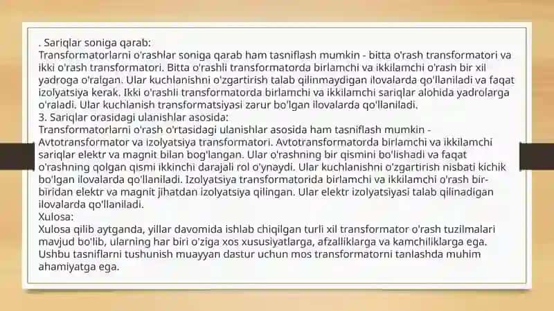 TRANSFORMATORLARNING KONSTRUKSIYALARI 3