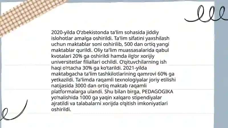 Ta'lim sohasidagi islohotlar 3