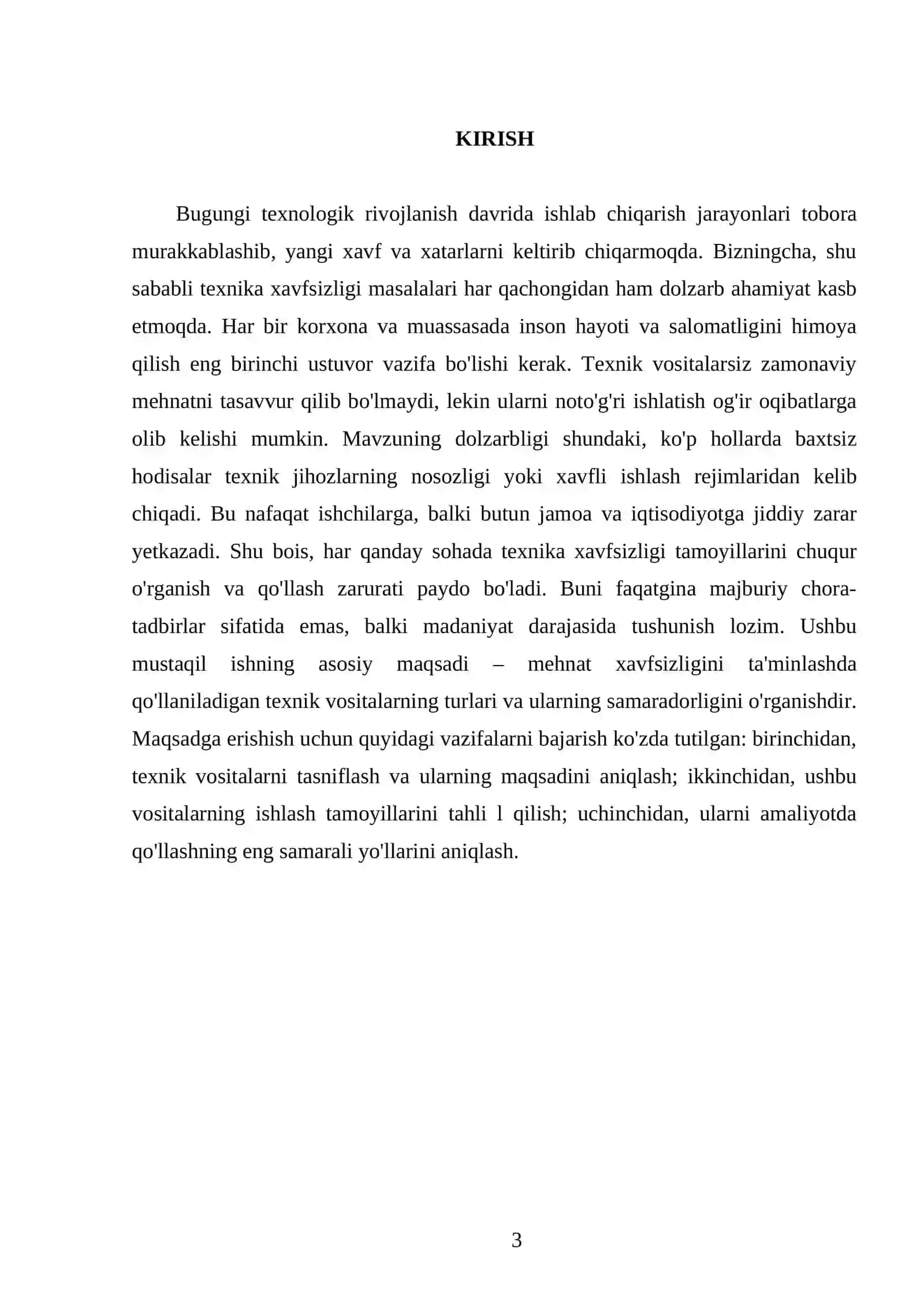 Texnika xavfsizligi asoslari. Mehnat xavfsizligini taminlashning texnik vositalari 3