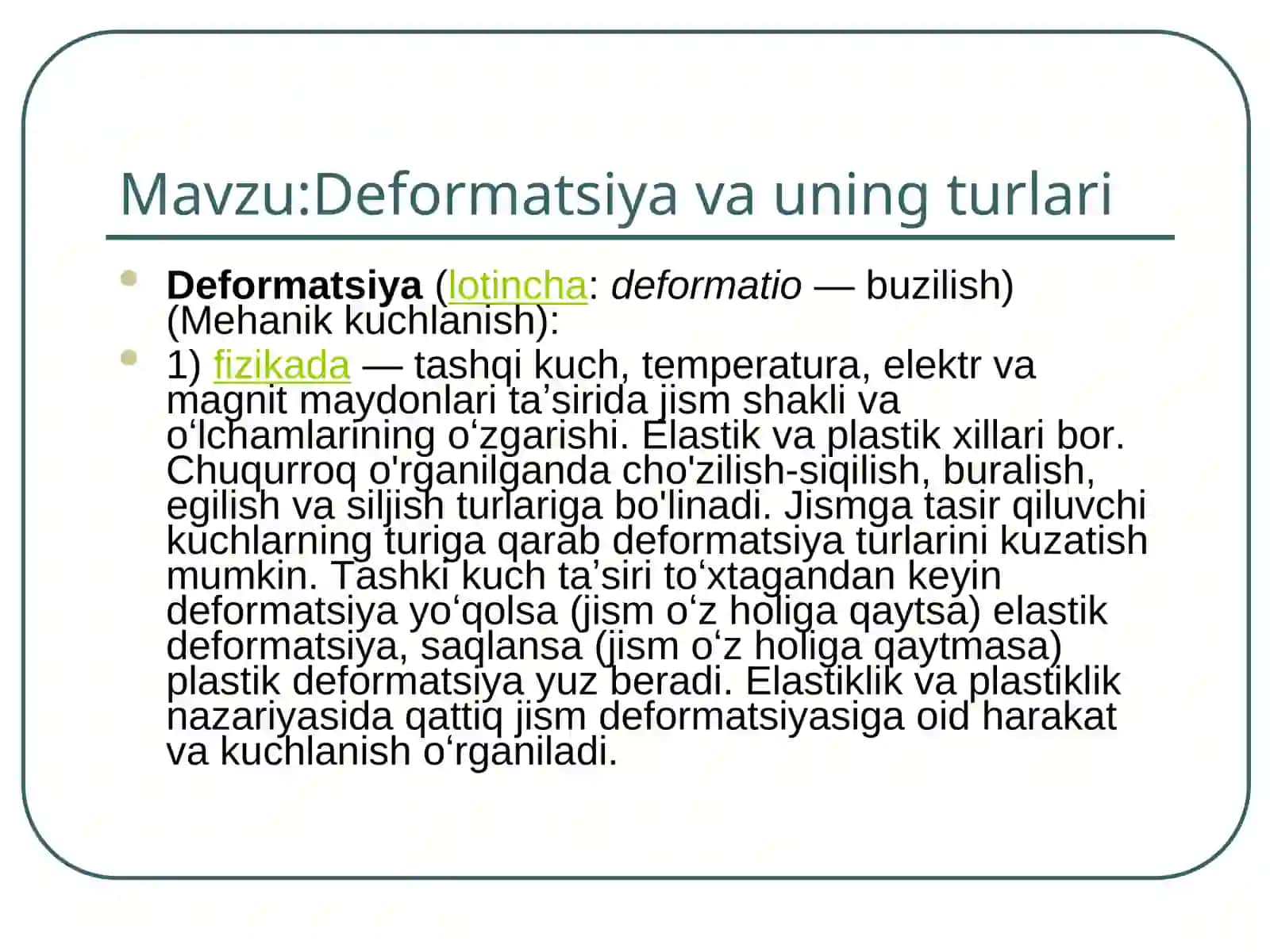 Deformatsiya va uning turlari 3