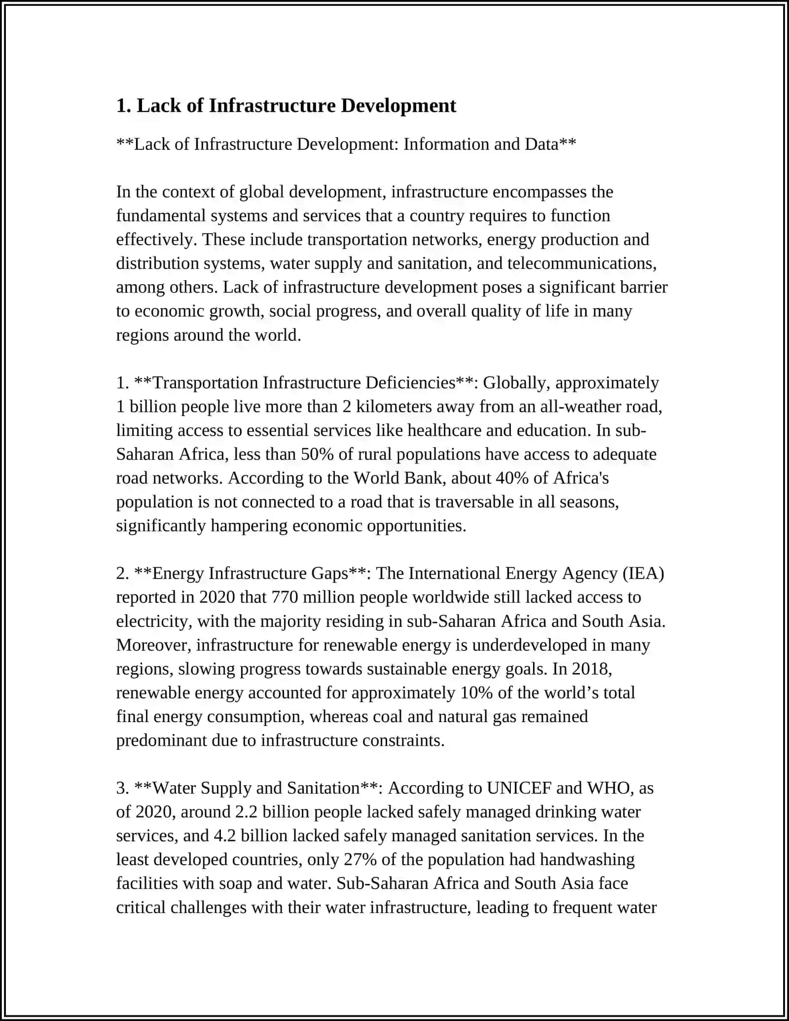 LACK OF INFRASTRUCTURE DEVELOPMENT 3