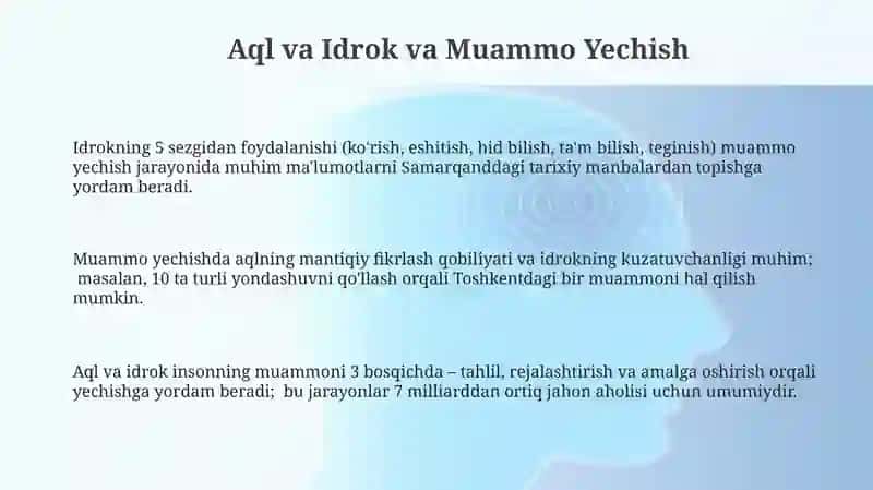 Aql va Idrok va Muammo Yechish 3