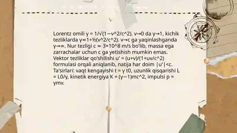 Relyativistik dinamika elementlari 3